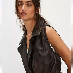 💯leather We The Free Hook Line Vest S